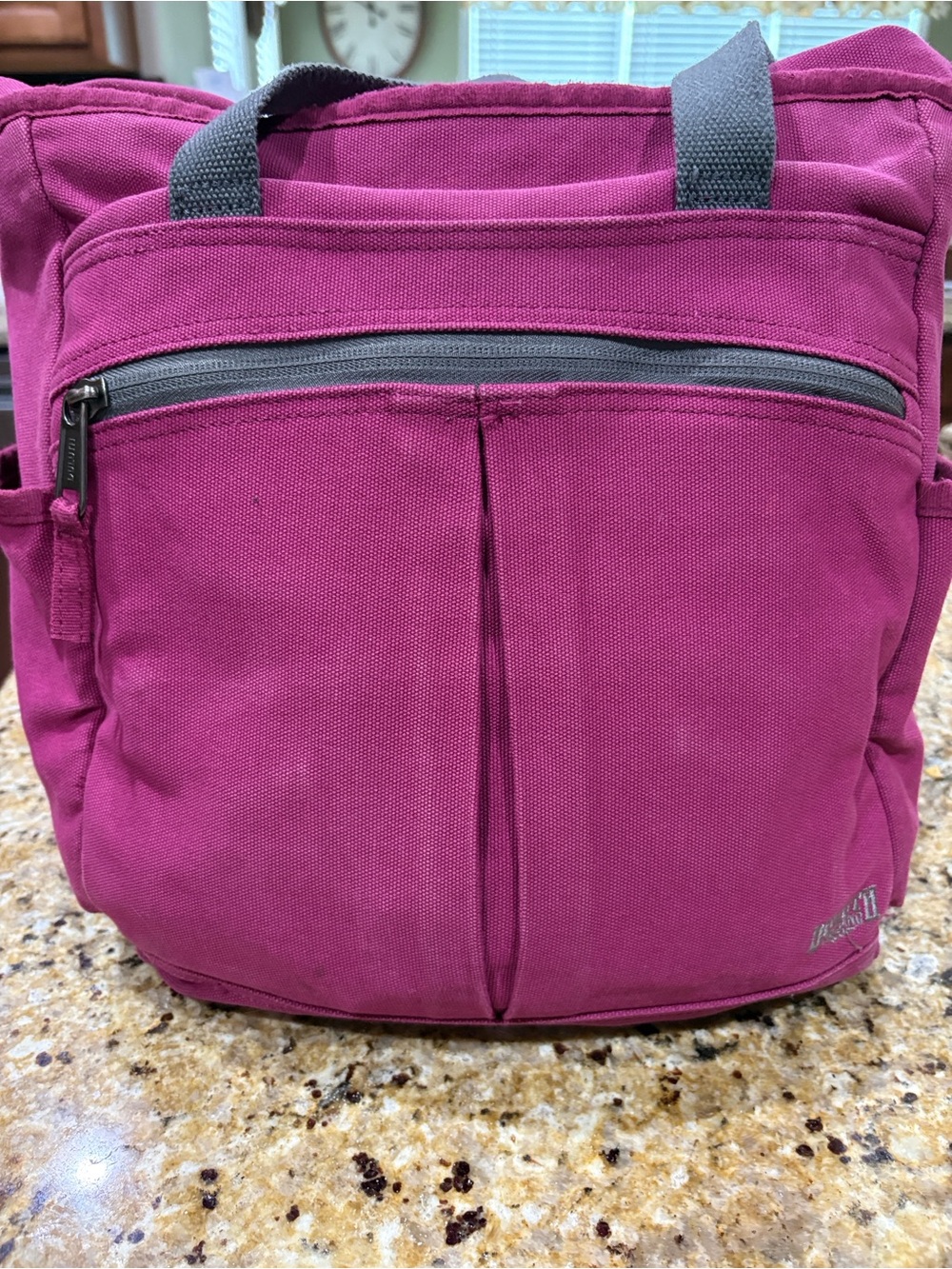 Duluth Trading Co Magenta Canvas Tote Bag with Front Zip Pocket